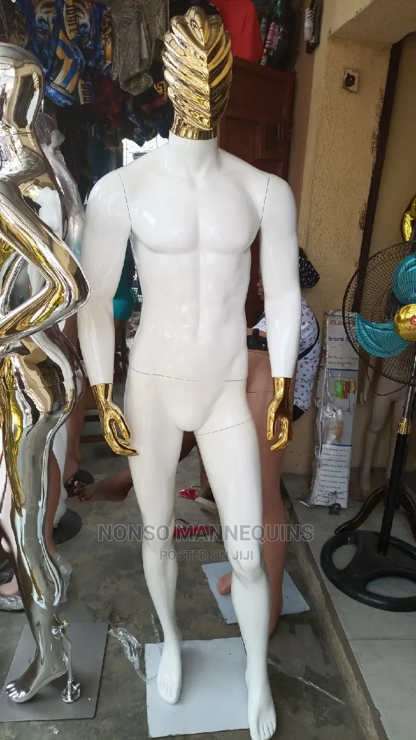 Gold Face And Hands And White Body Male Display Mannequins