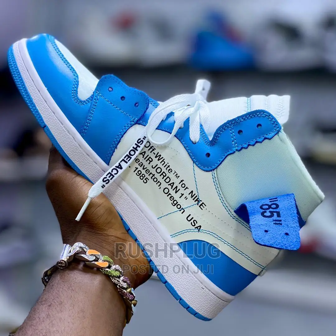 OFF__WHITE X AIR JORDAN 1 High Retro UNC “ University Blue”
