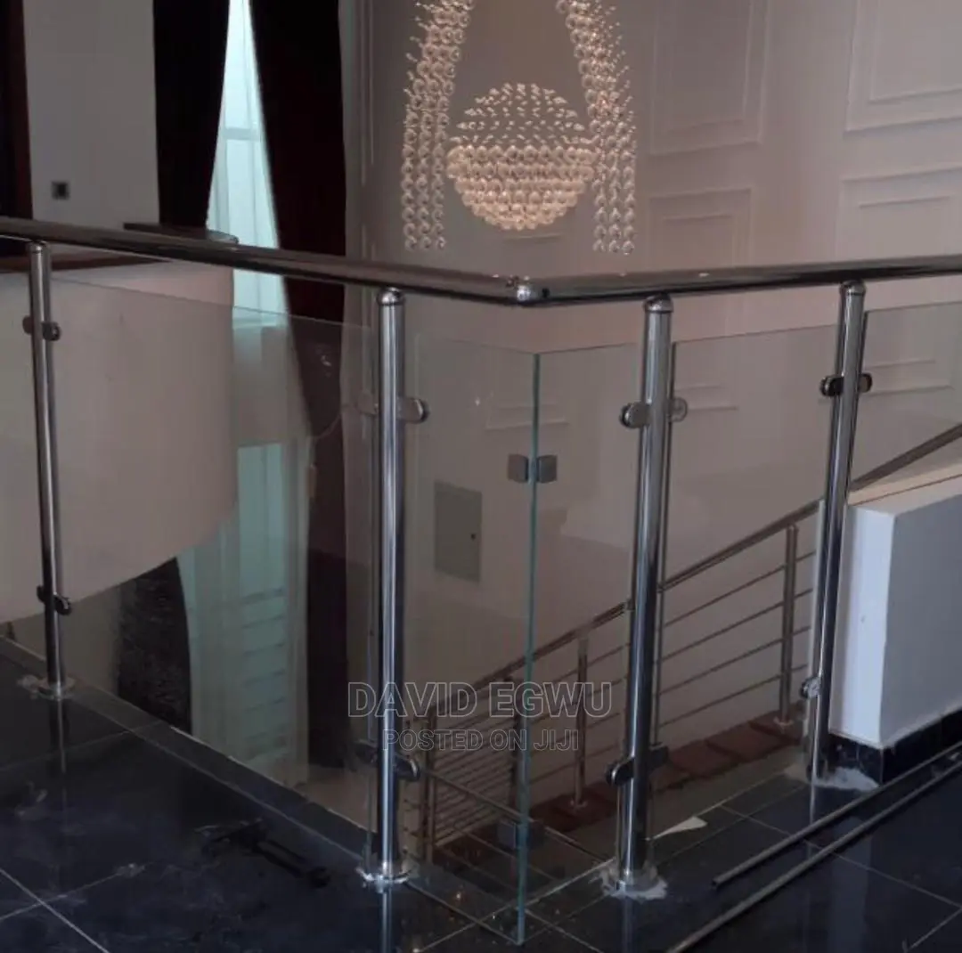 Glass Staircase and Balcony With Stainless Frame