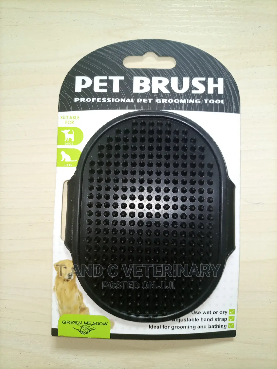 Pet Dog Adjustable Hand Strap Grooming Brush