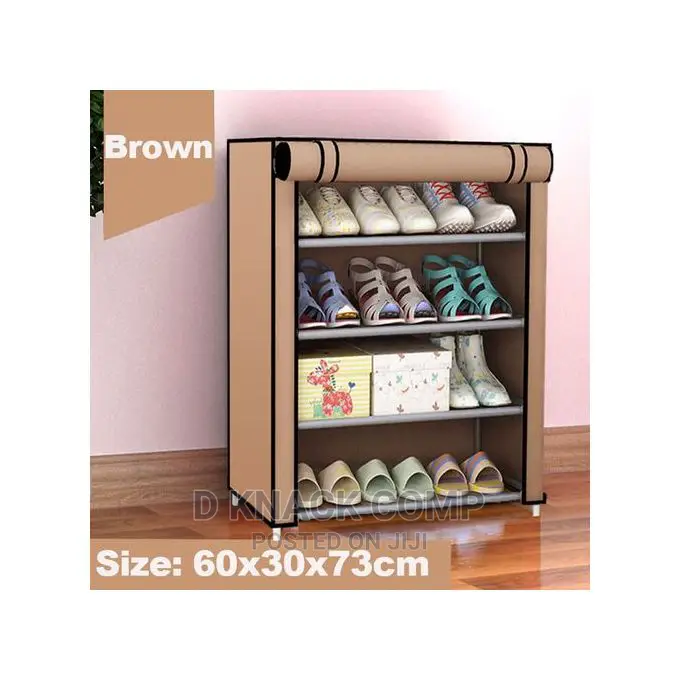 5 Layer 4grid Dustproof Shoe Rack Shelf Storage Closet-Brown