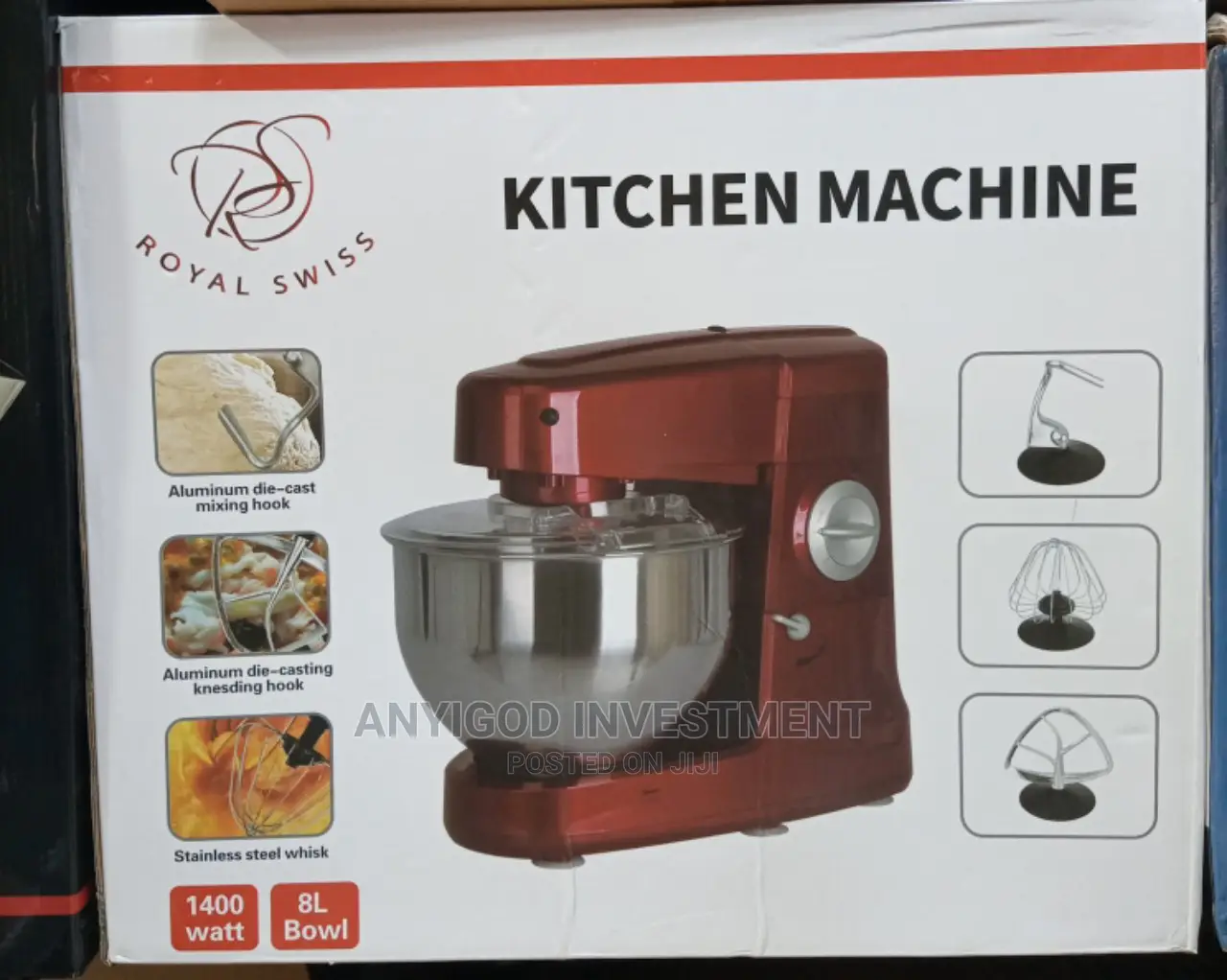 Royal Swiss Large 8.0L Stainless Steel Kitchen Mixer 1400W