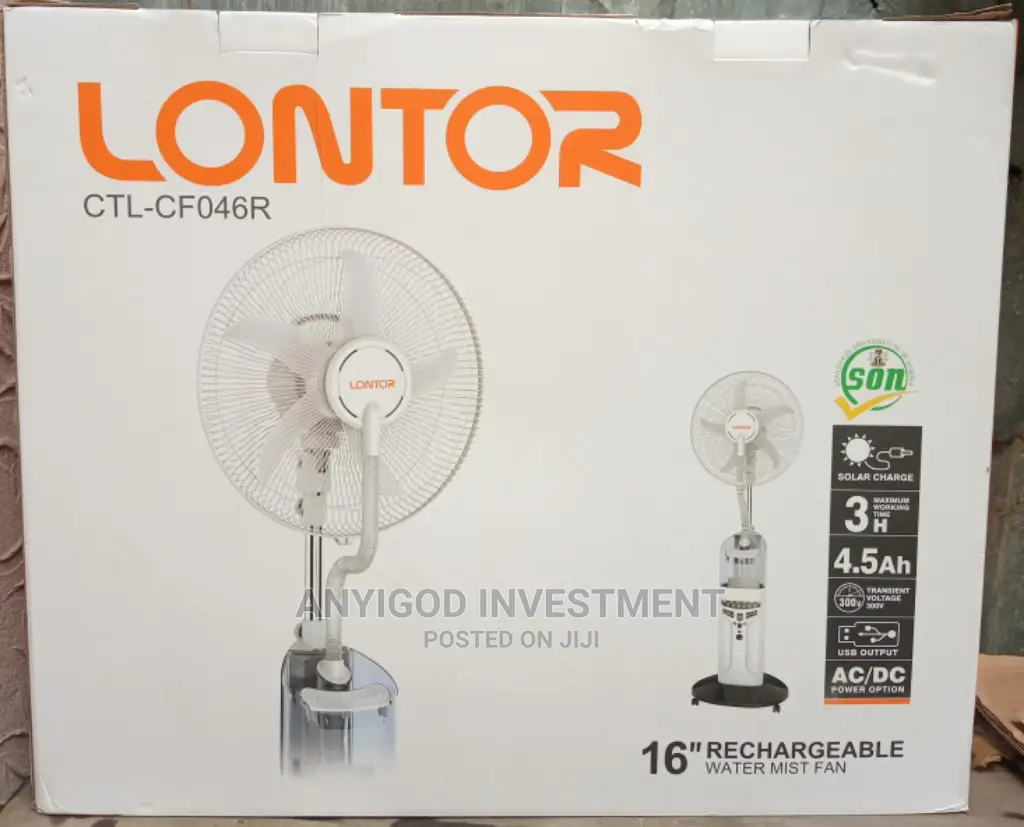 16" Lontor Mist Water Rechargeable Fan