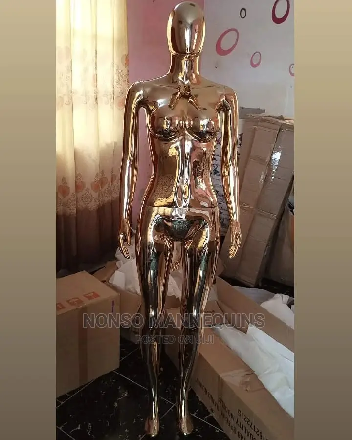 Size 10 Gold Chrome Female Egg Face Display Mannequins