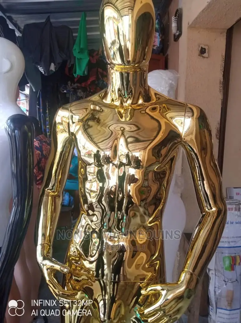 Gold Chrome High Quality Male Egg Face Display Mannequins