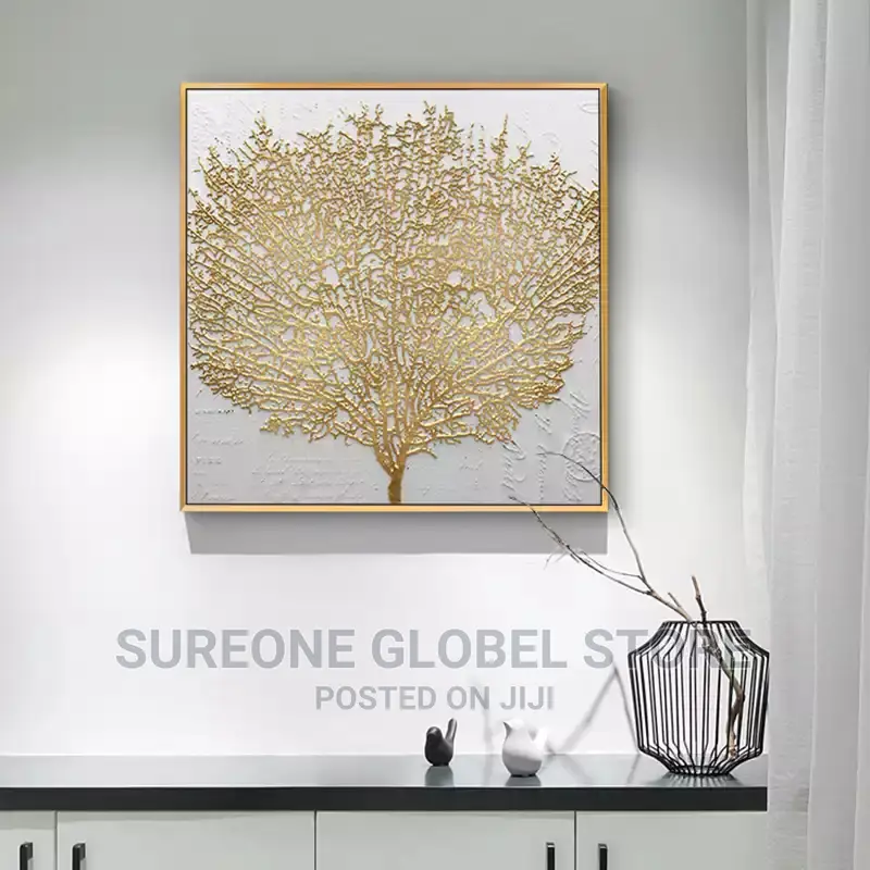 Style Golden Rich Tree Artwork With Quality Frame