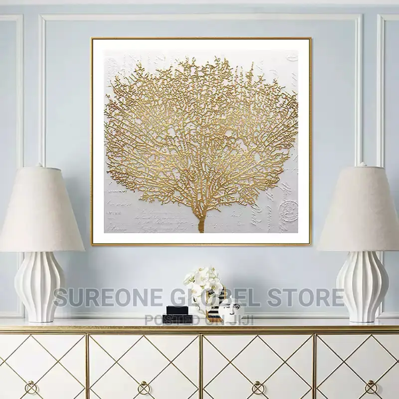 Style Golden Rich Tree Artwork With Quality Frame