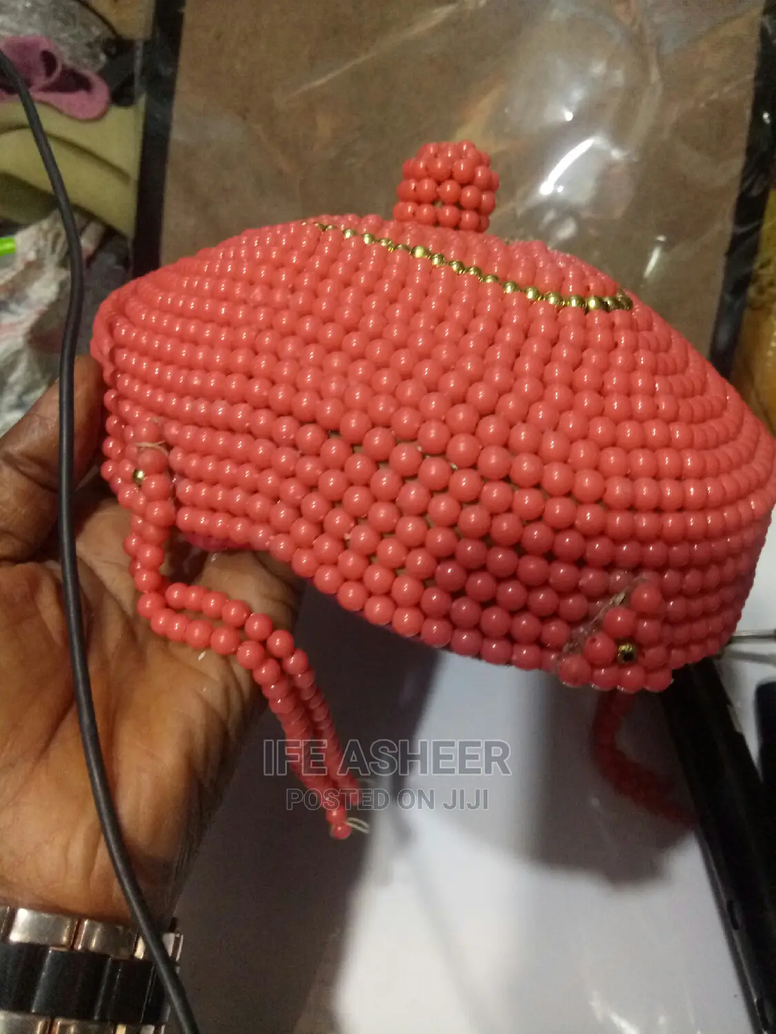 Benin Men's Ceremonial Beaded Cap