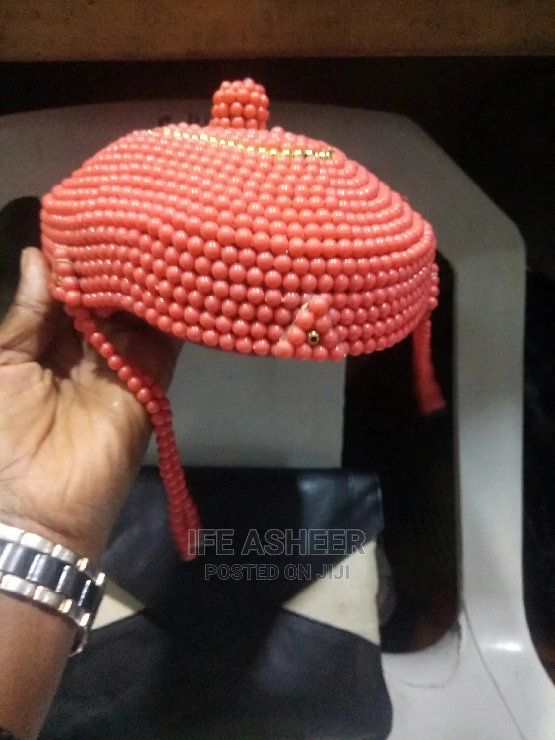Benin Men's Ceremonial Beaded Cap