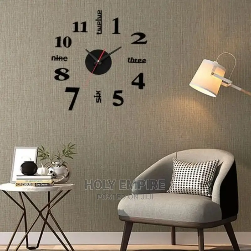 Stick on Wall Clock Diy Large Modern Design Decal 3d