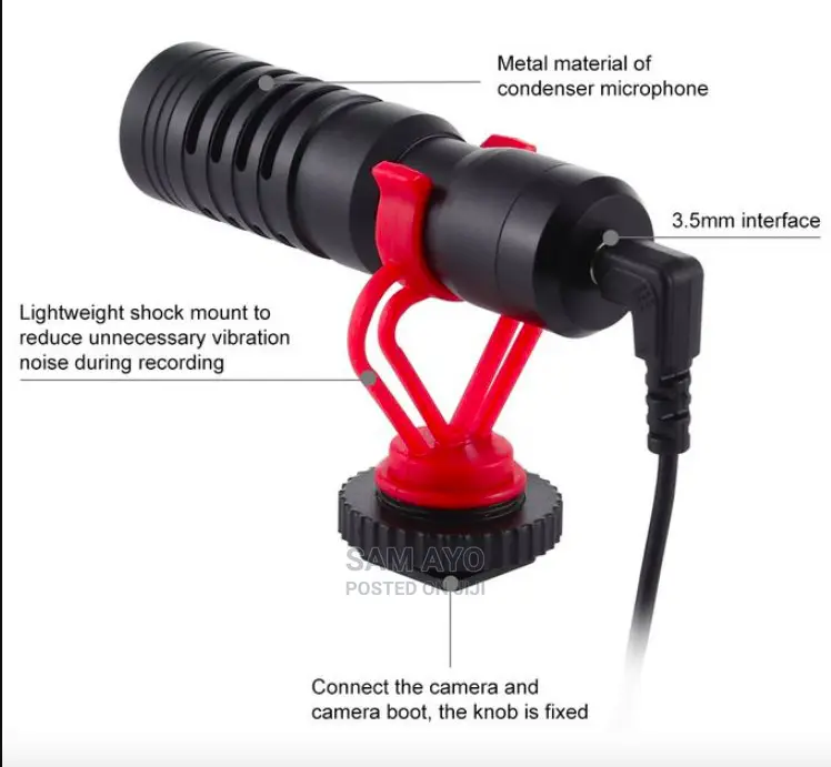 Condenser Microphone for DSLR Camera, Smart Phone,Interview,