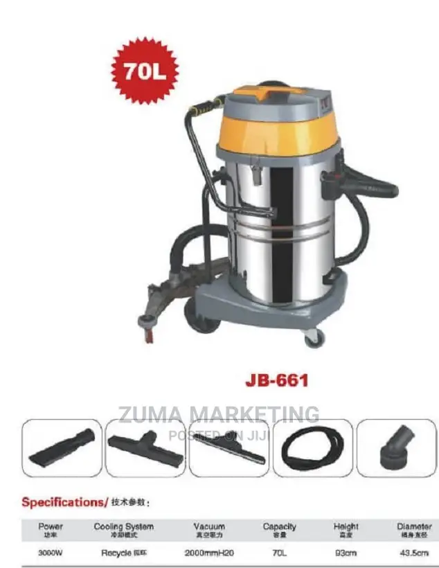 Industrial Wet Dry Vacuum Cleaner, 70L 3000W Stainless Ste