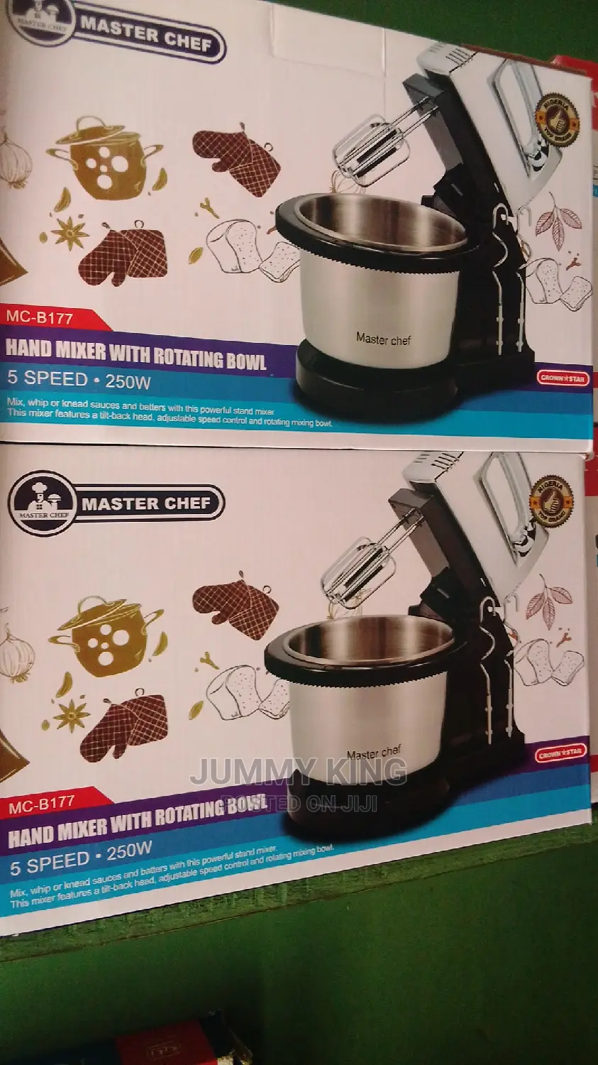 Master Chef Hand Mixer With Stainless Bowl 2ltrs