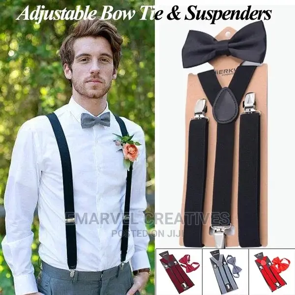 New Colorful Wedding Accessories Suspenders With Bowtie