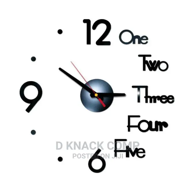 Number Word 3D Wall Clock Mirror Wall Stickers Creative