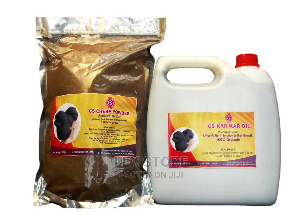 1.5kg Chebe Powder 4 Litres of Kar Kar Oil.