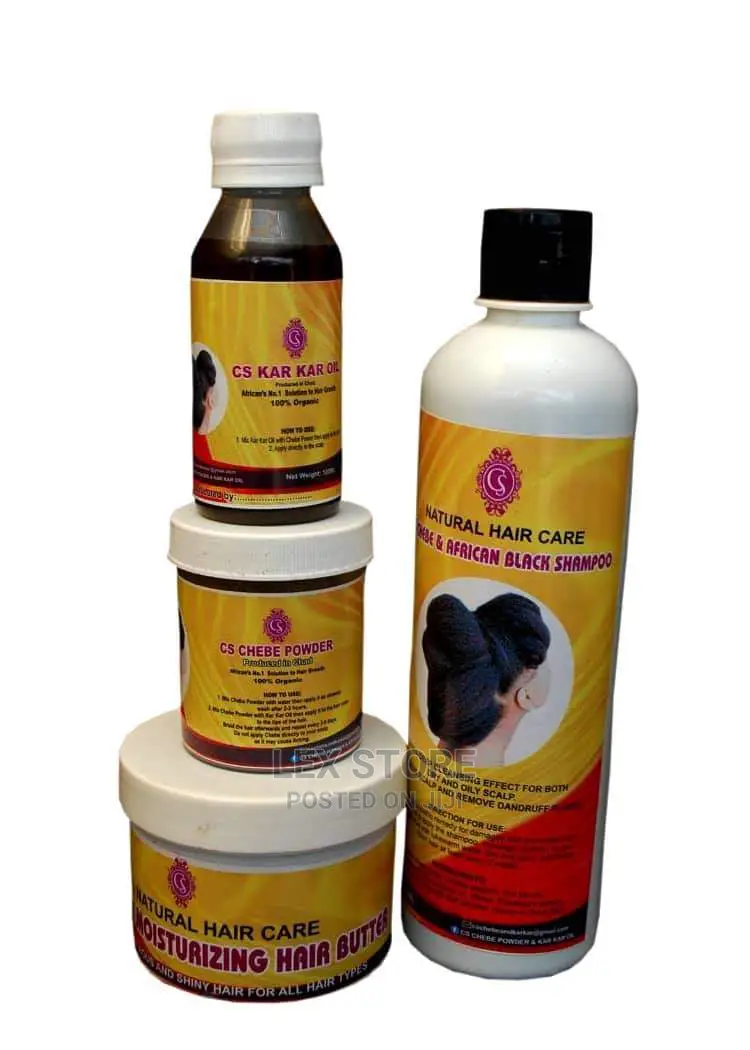 Chebe Powder, Kar Kar Oil, Shampoo Butter Cream- 1 Set