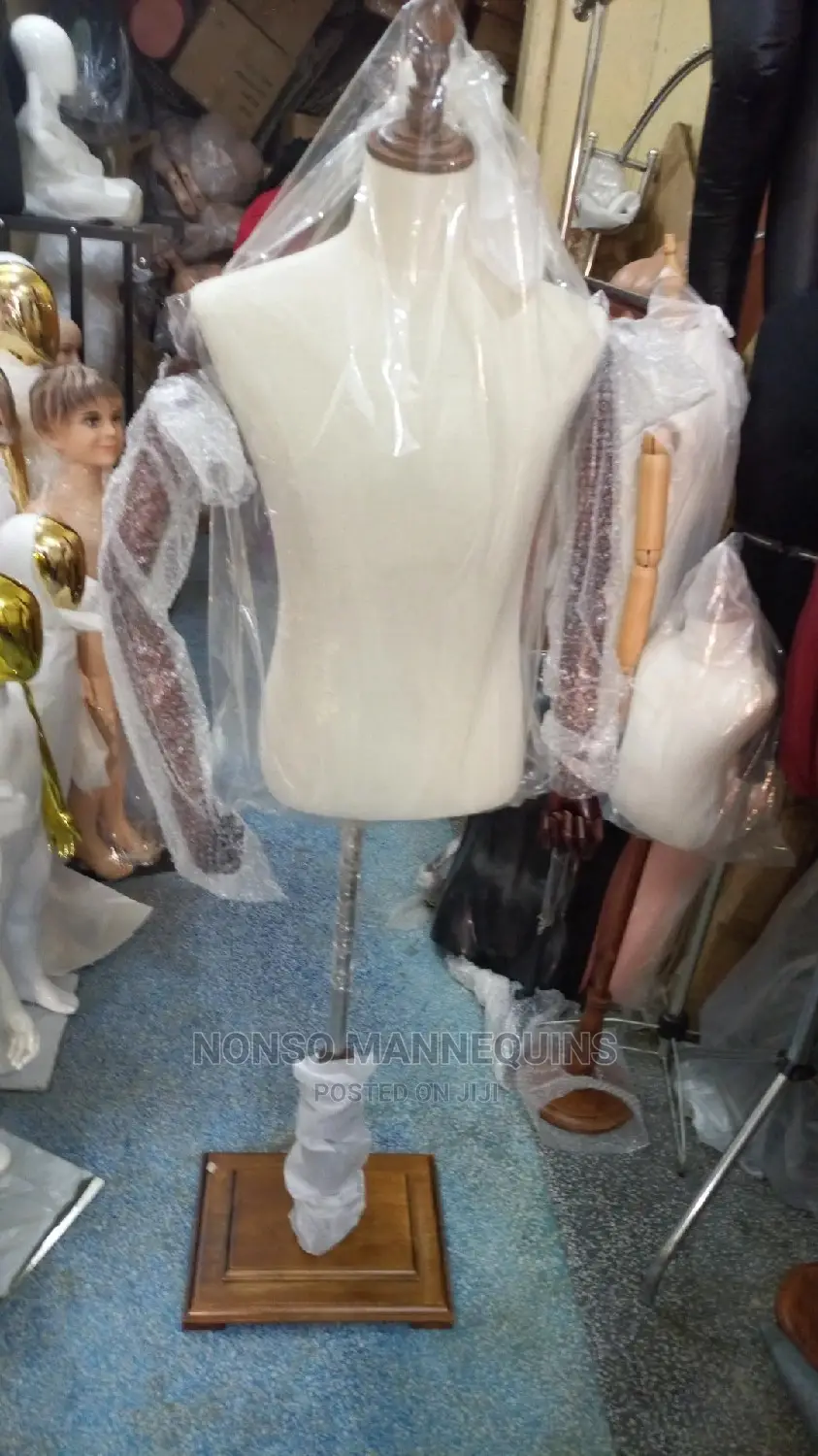 Male Dressform With Wooden Hands And Wooden Base