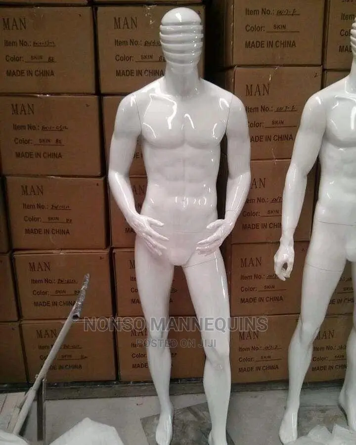 Fibre Glossy White Line Face Display Mannequins