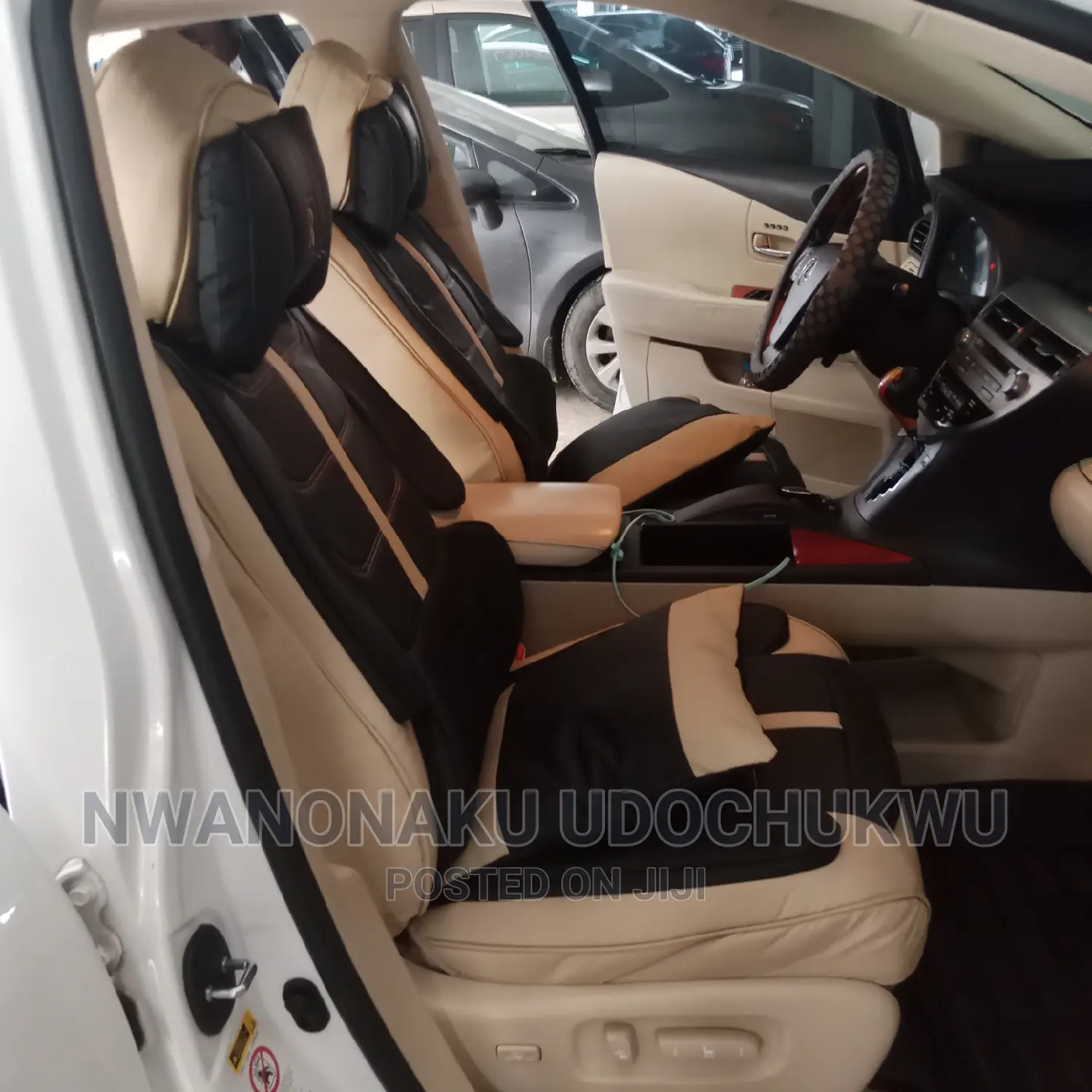 Milk and Black Leather Seat Cover