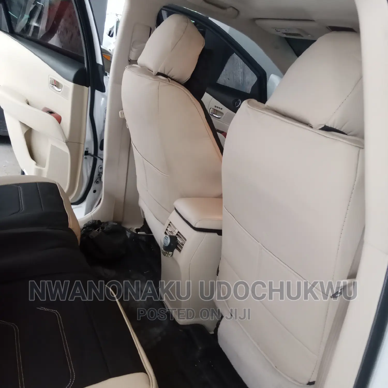 Milk and Black Leather Seat Cover