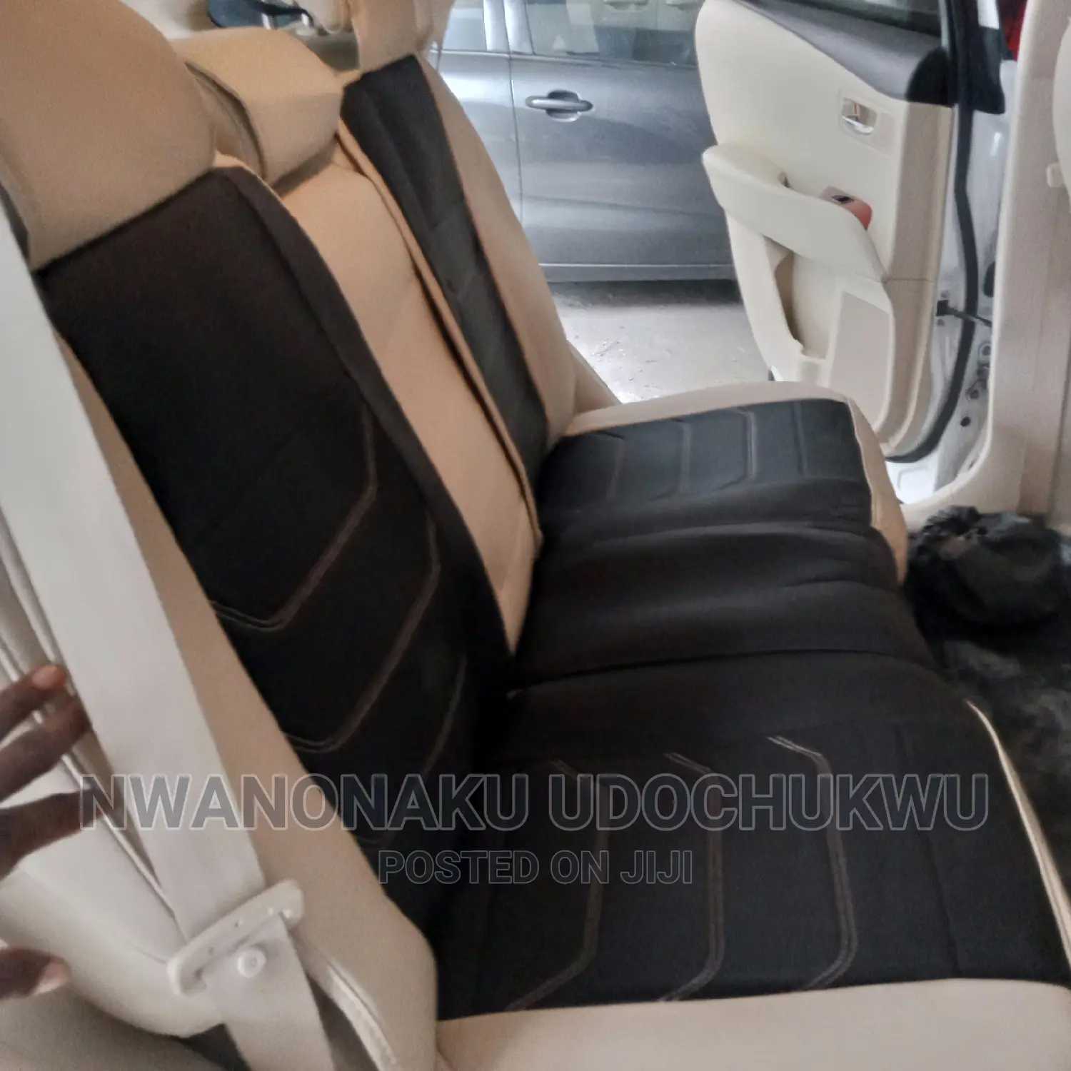Milk and Black Leather Seat Cover