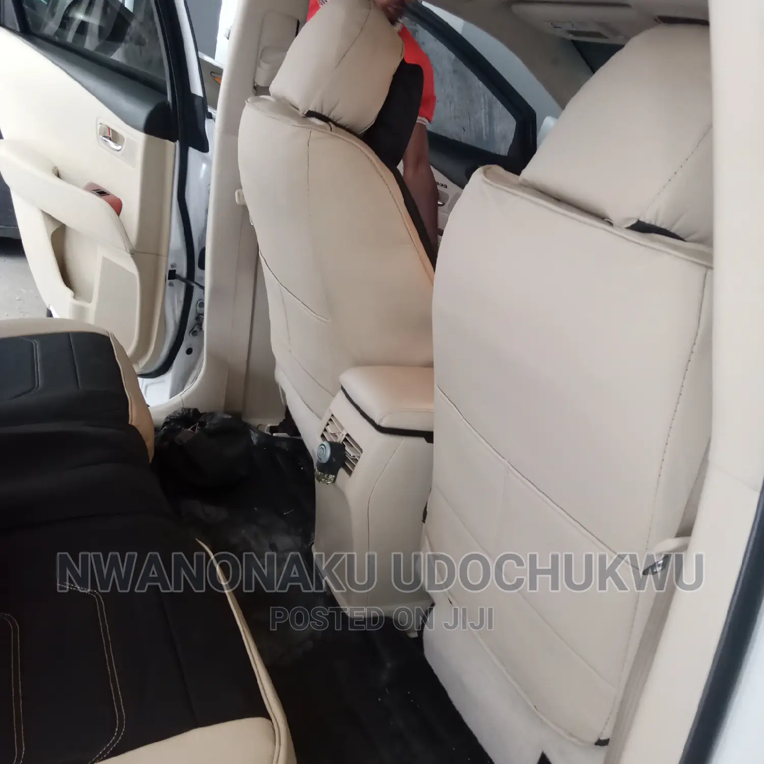 Milk and Black Leather Seat Cover