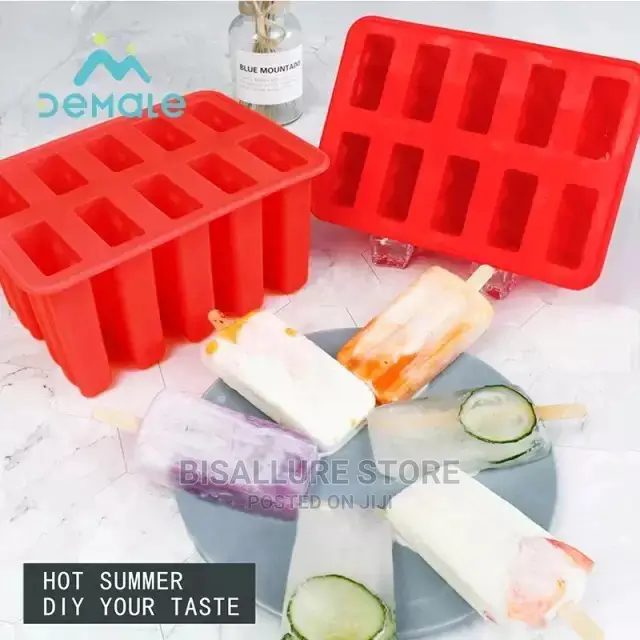 10 Slot Silicone Ice Cream Popsicle Mold With 50 Sticks
