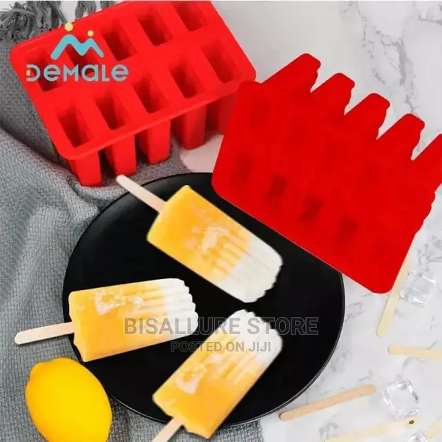 10 Slot Silicone Ice Cream Popsicle Mold With 50 Sticks