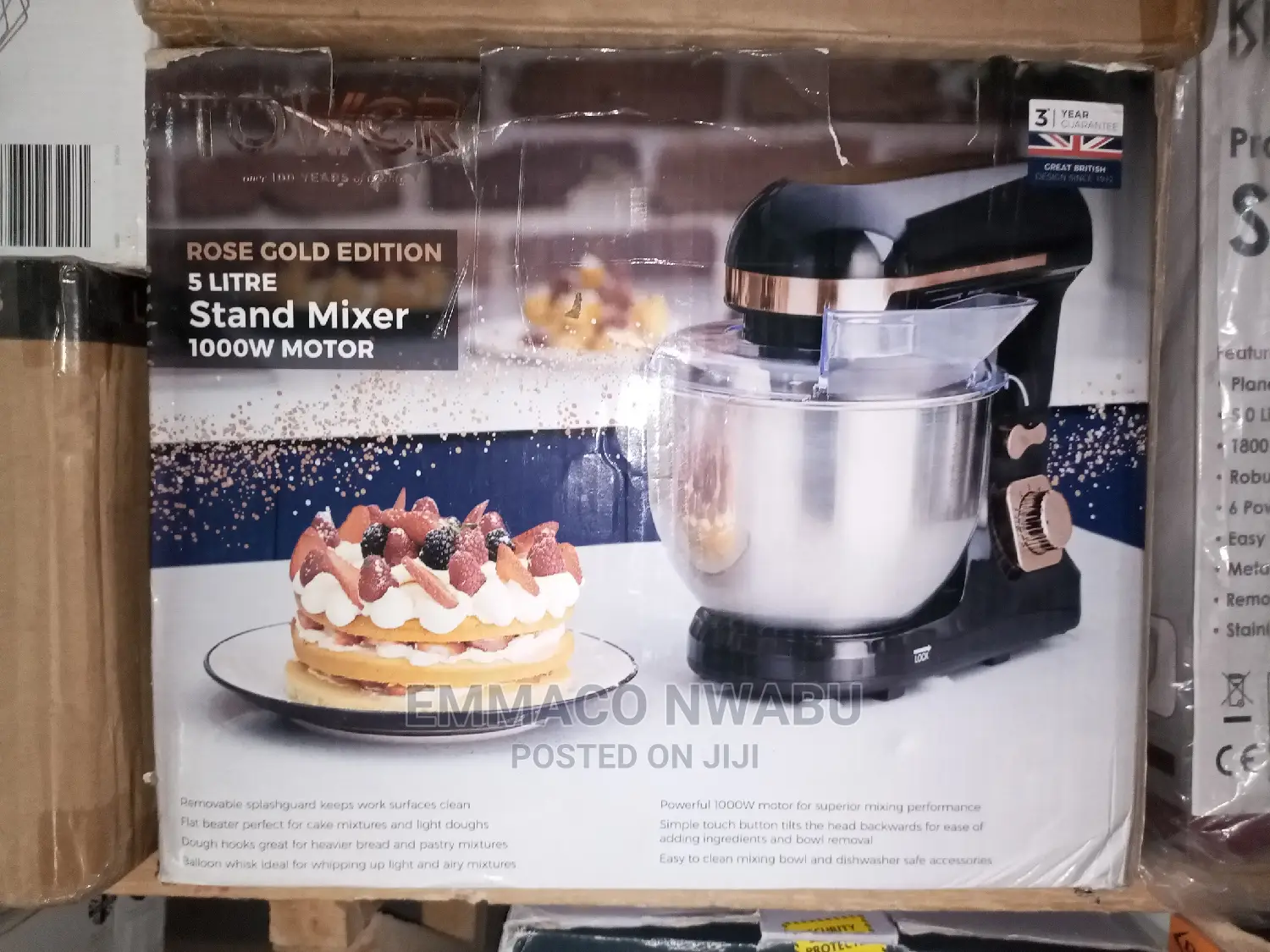 Tower 5litres Stand Mixer, Stainless Bowl. 1000watts Motor.