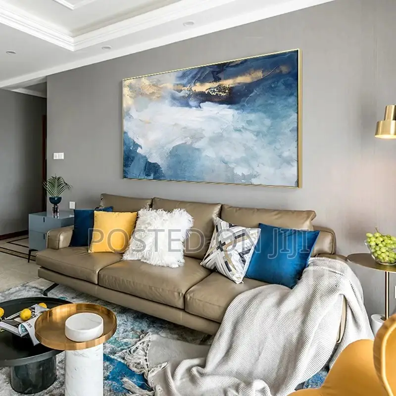 Abstract Watercolor River Golden Lines Wall Poster Print