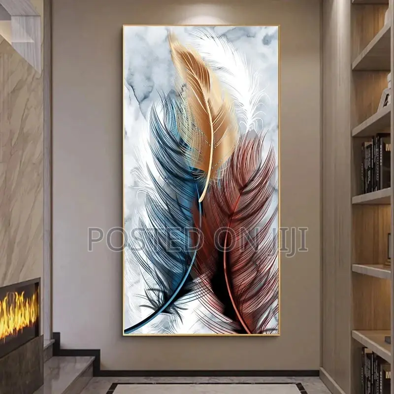 Modern Nordic Art Feather Canvas Painting on the Wall
