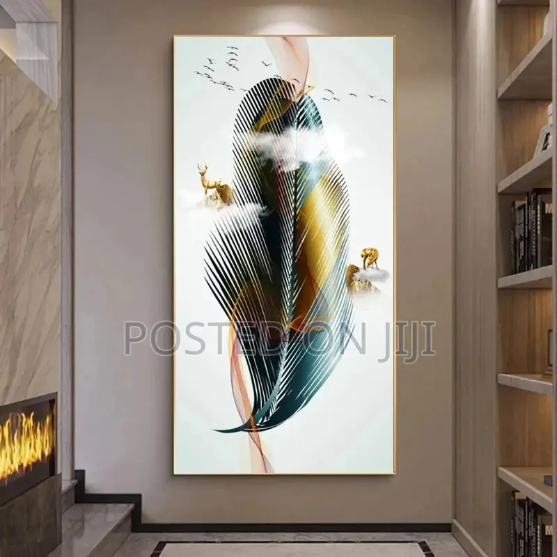 Modern Nordic Art Feather Canvas Painting on the Wall