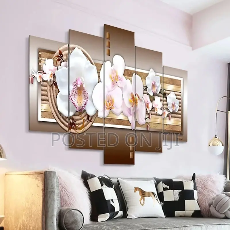 5 Pieces Bright Floral Canvas Painting