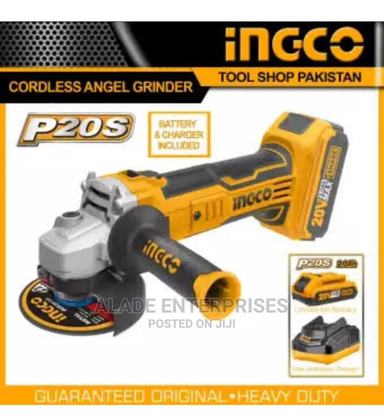 Ingco Cordless Angle Grinder 41⁄2" With Battery and Charger