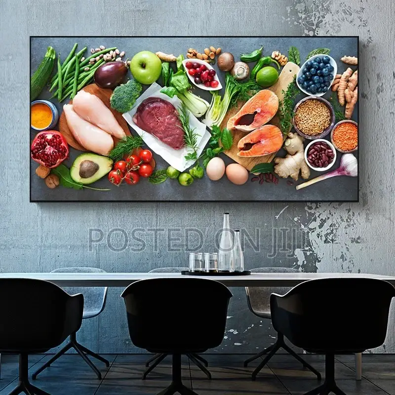 Kitchen Wall Art Vegetables And Meat Poster Printing