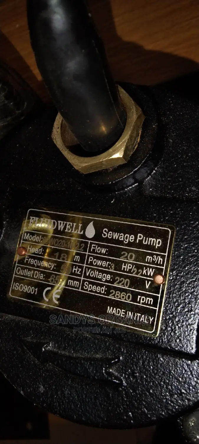 Fluidwell Complete Cast Sewage Pump 2.2 Kw/Hp