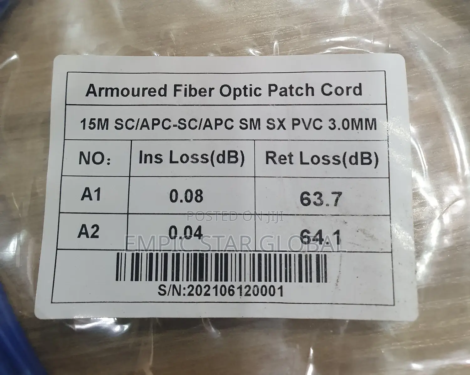 Armoured Fiber Optics Patch Cord 15m Sc/Apc-Sc/Apc Sm Sx