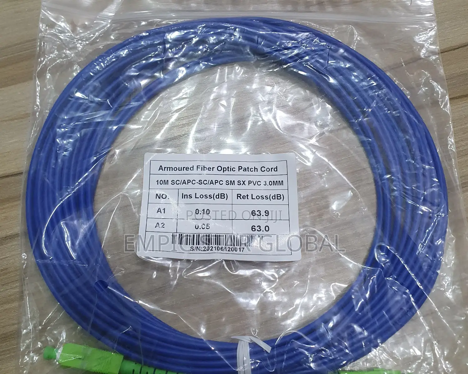 Armoured Fiber Optic Patch Cord Sc/Apc-Sc/Apc 10m Sm 3.0m