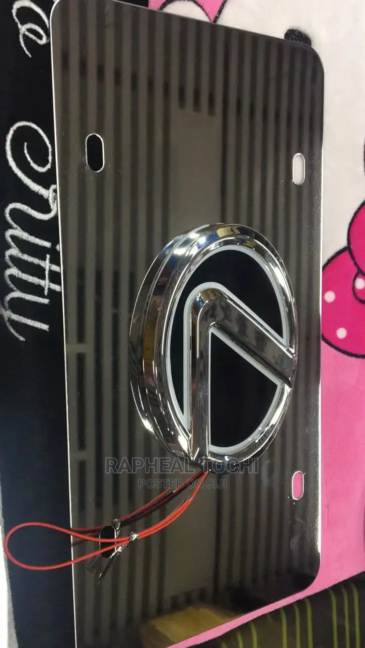 Car Logo Silver License Plate Number With Led Light