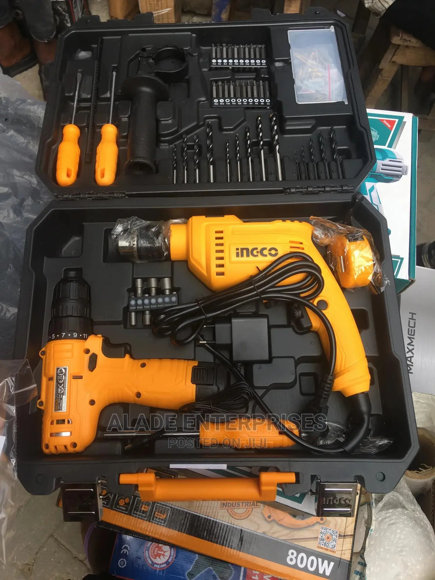 Ingco 108 Pcs Tools Set With Cordless Drill And Drill