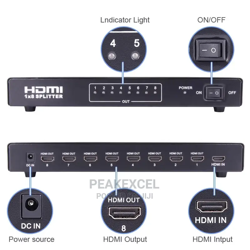 Hdmi 8 Port Splitter 1080p Full HD Splitter Hdmi1x8