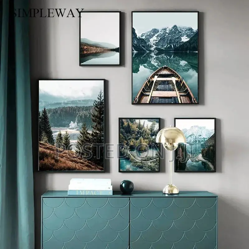Mountain Lake Boat Print