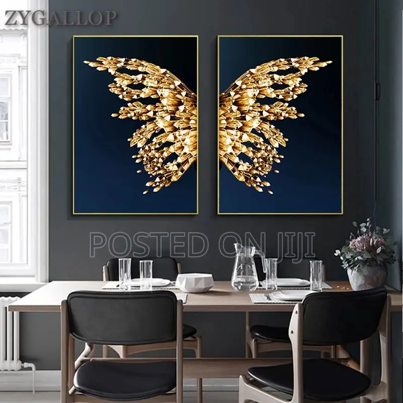 Golden Butterfly Wings Abstract Canvas