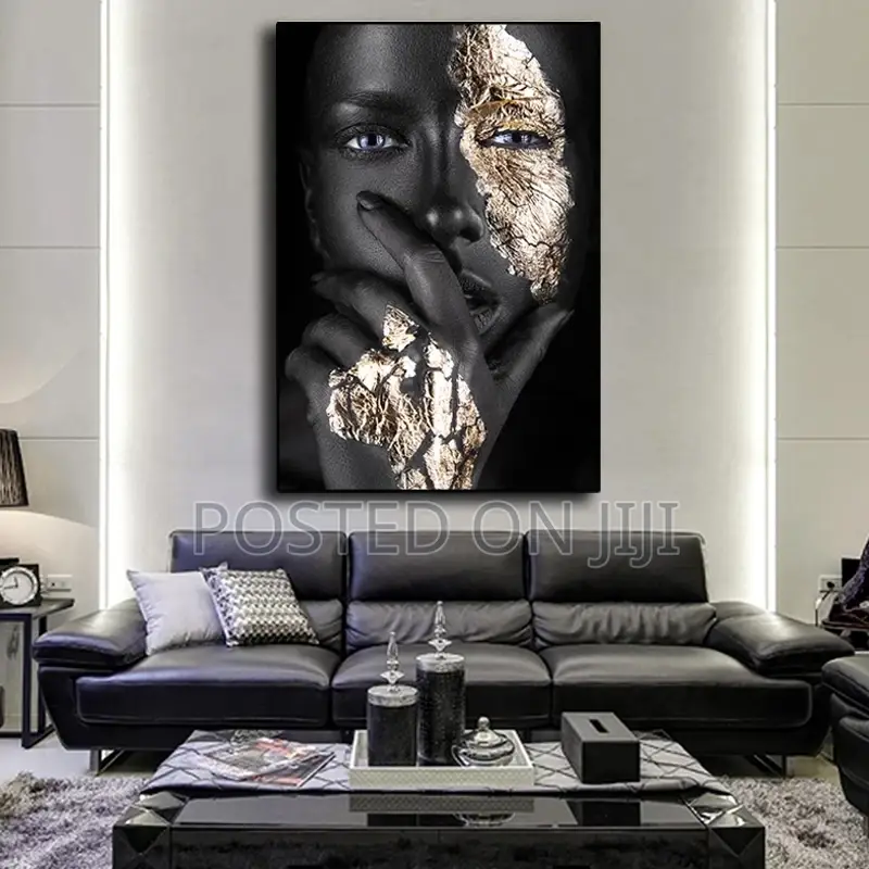 African Art Black and Gold Woman