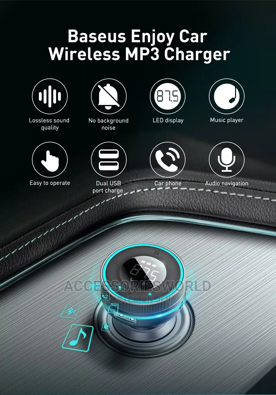 Baseus Led FM Transmitter Modulator Bluetooth 5.0