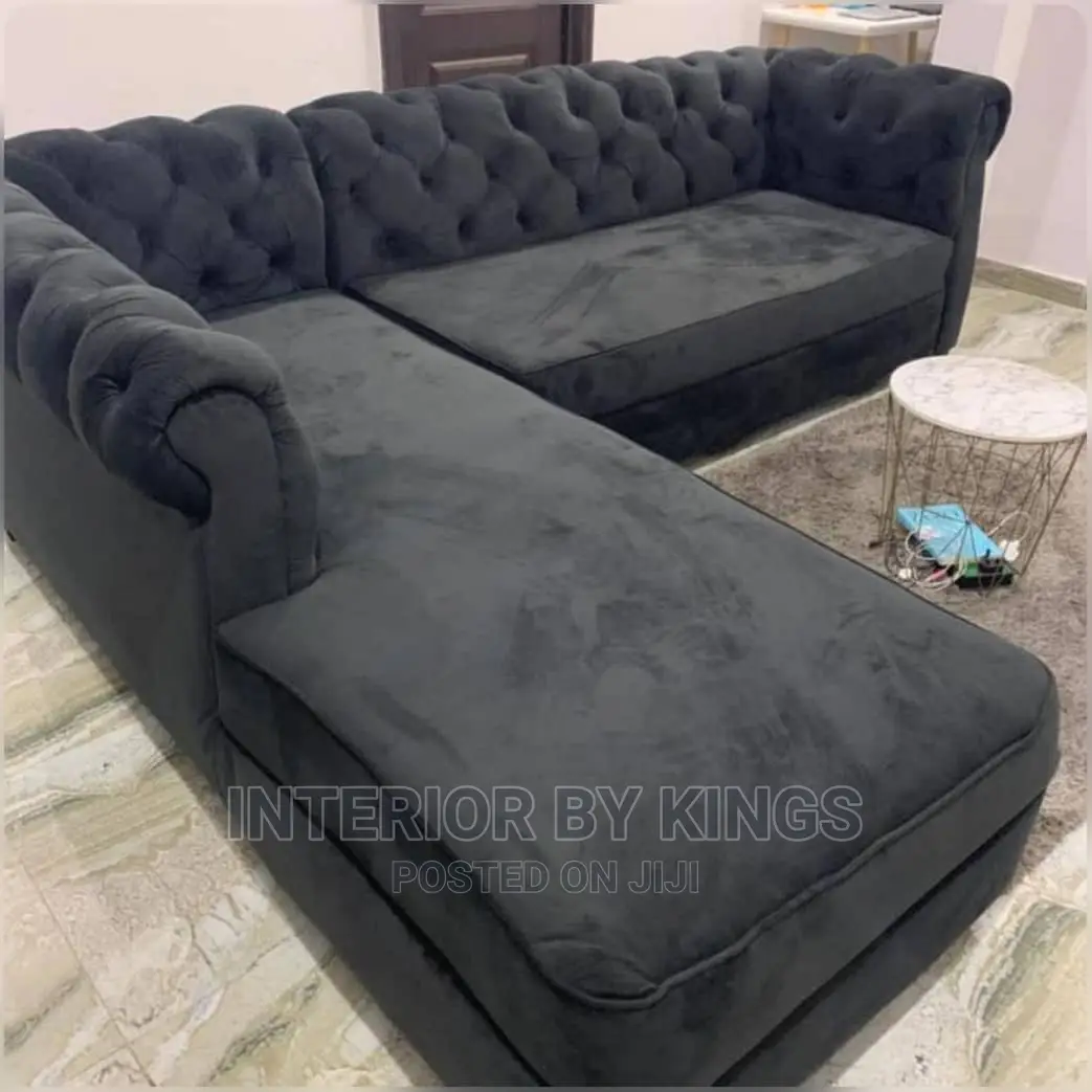 L-Shaped Chesterfield Sofa Made With Quality Velvet