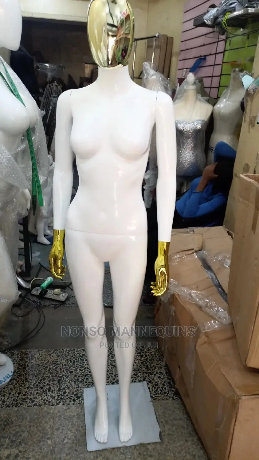 Good Head and Gold Hands With Body Arcylic Display Mannequin