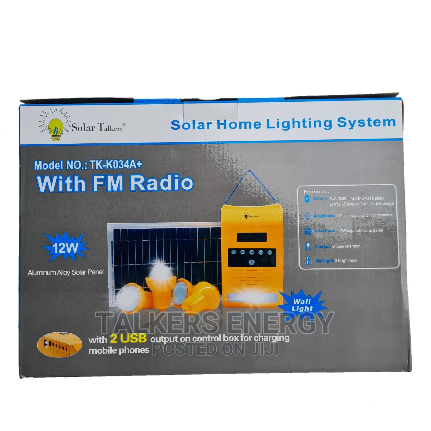 Solar Lighting Kits, 4 Led Bulbs and Fm Radio