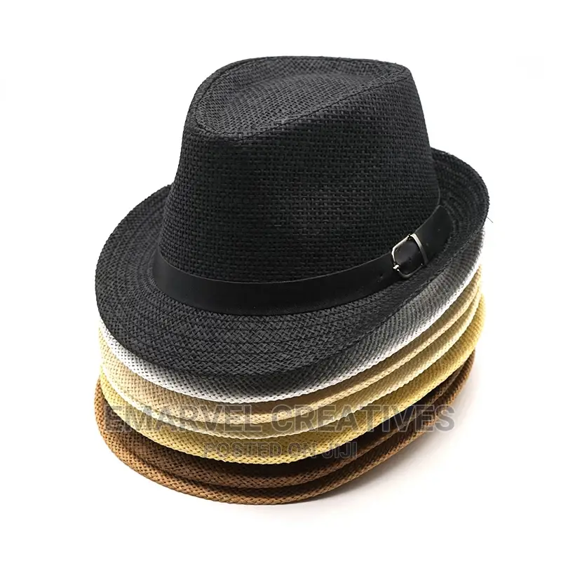 Retro Straw Fedoras Top Jazz Plaid Hat Spring Summer Bowler